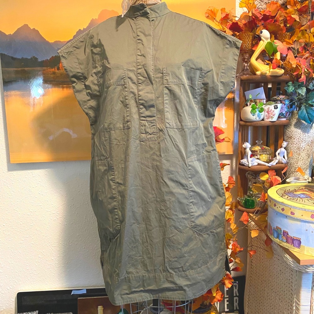 Everlane The Easy Workwear Dress Gorpcore Minimalist Women Large Olive Green